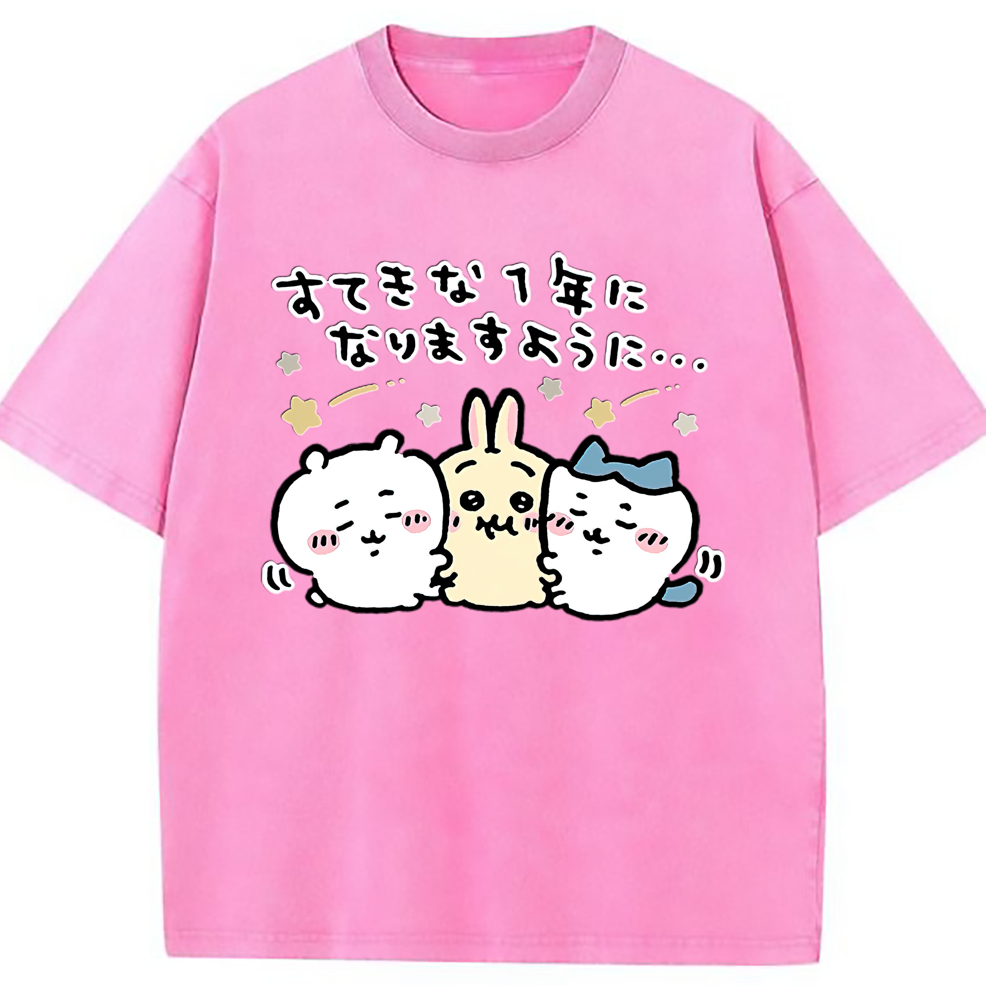 （画像用） ちいかわ ちいかわ Chii-kawa chiikawa 綿100% ヴィンテージ風 半袖Tシャツ（フロントプリント）